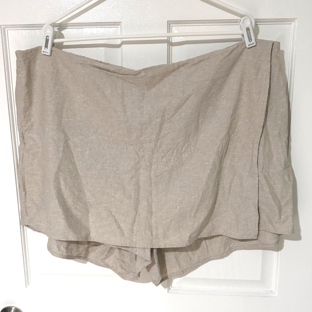 Old Navy Womens XXL Oatmeal Beige Linen Blend Wrap Front Skort Shorts
